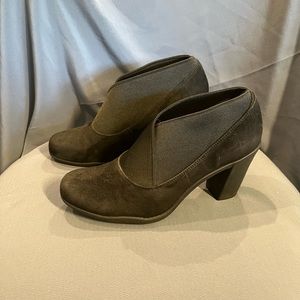 Clarks Black Suede Block Heel Booties